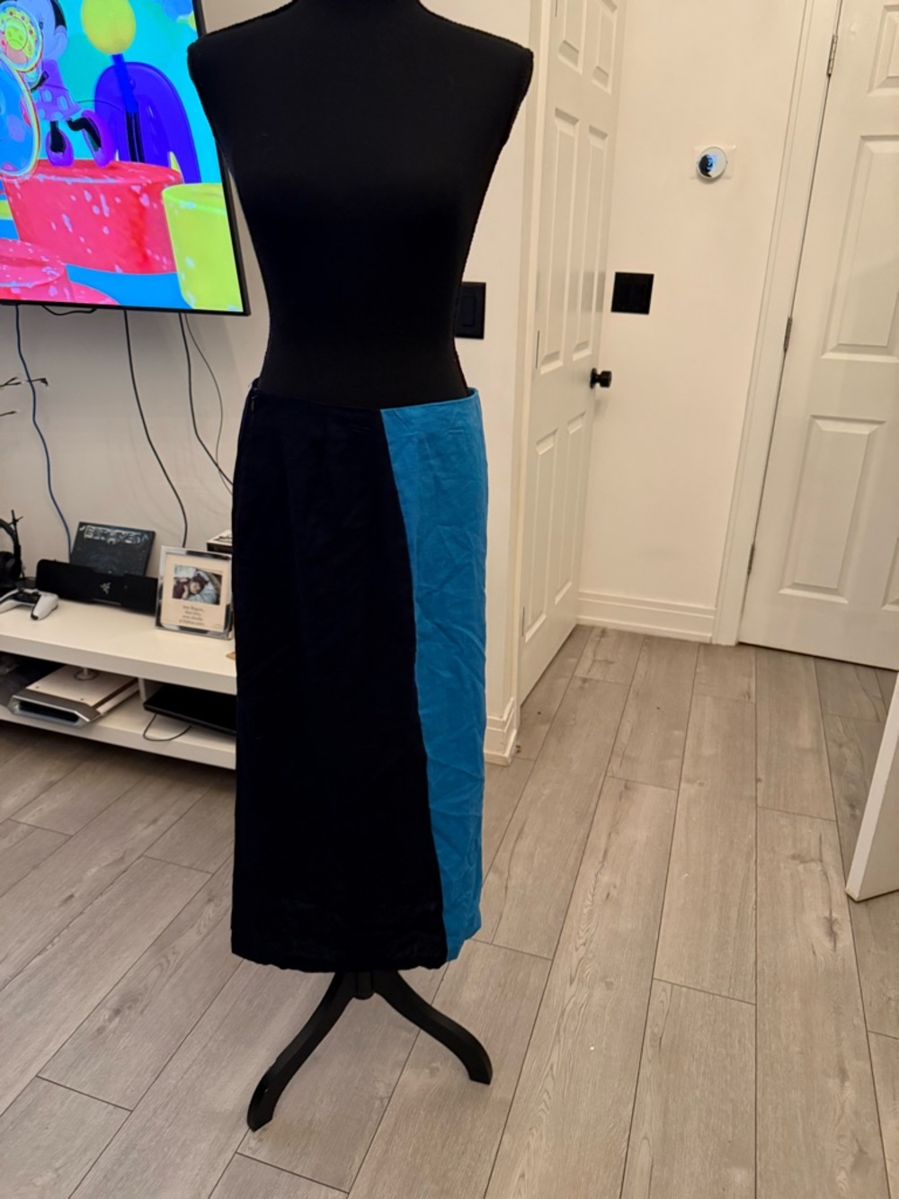 Two-Tone Black and Teal Skirt